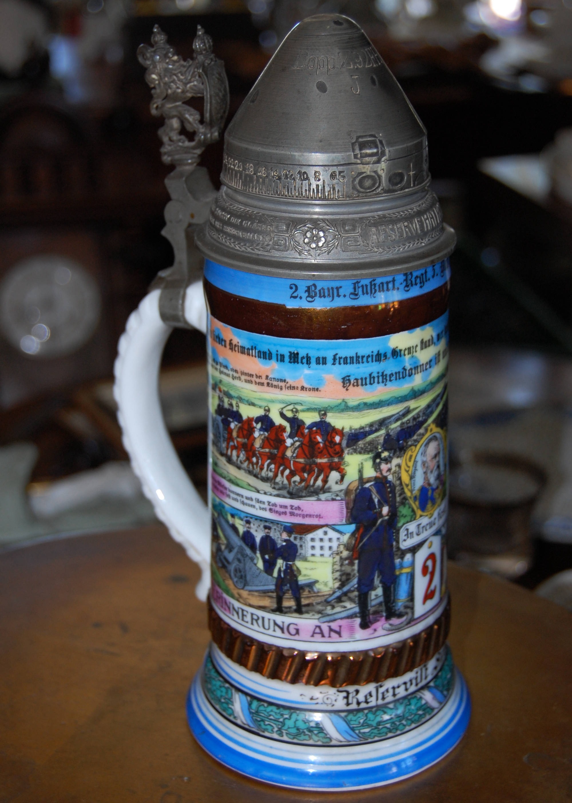 Reservistenkrug, Artillerie, personalisiert, mit Namensleiste, Höhe 27 cm