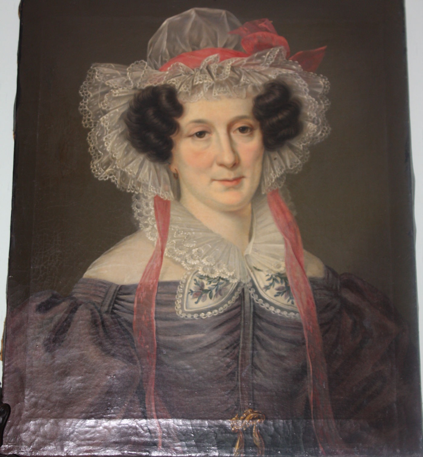 Antikes Portrait um 1800 Dame mit Tracht