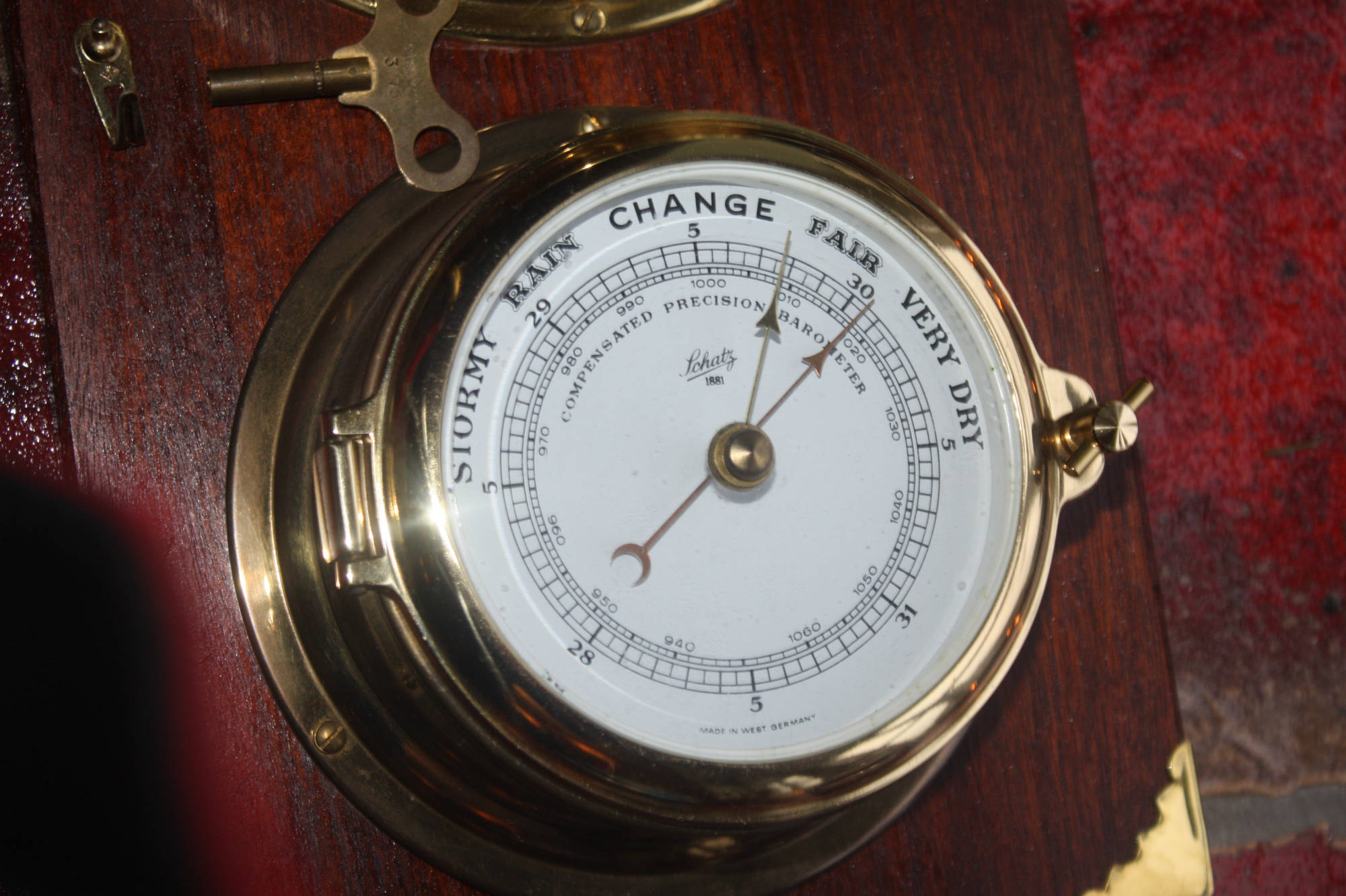 Nautische Instrumente, Schatz, Glasenuhr, Barometer, Hygrometer