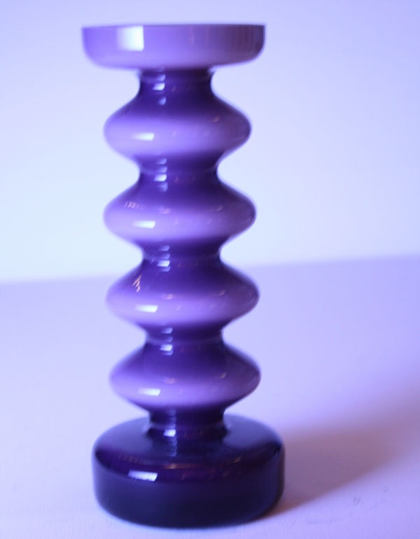 Violette Glas Vase, Friedrich Kristall,  1970er