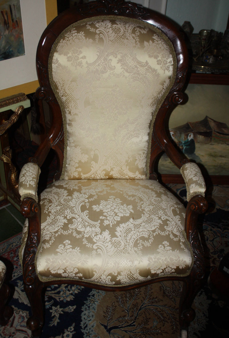 2 Louis Philippe Sessel 2. Hälfte 19.Jh., Höhe Rückenlehne 92 cm, 98 cm