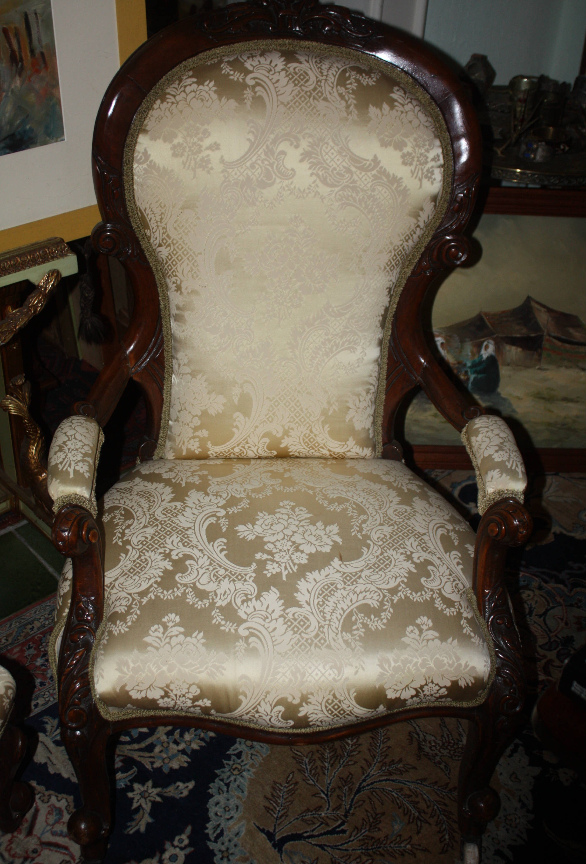 2 Louis Philippe Sessel 2. Hälfte 19.Jh., Höhe Rückenlehne 92 cm, 98 cm