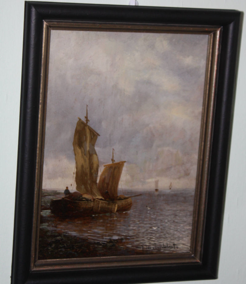 Kleines Ölgemälde, Küstenlandschaft, Johann Jungblut