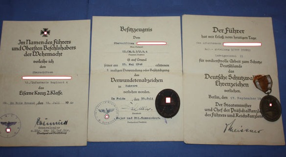 Kleine Dokumentengruppe eines Oberschützen